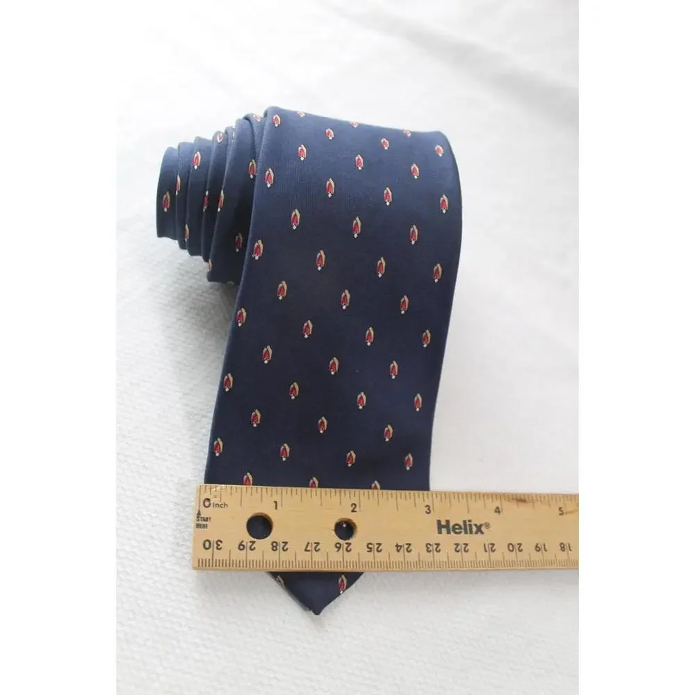 Vintage 80s GEOFFREY BEENE 3 X 58 Inch Silk Necktie, Navy Blue & Red